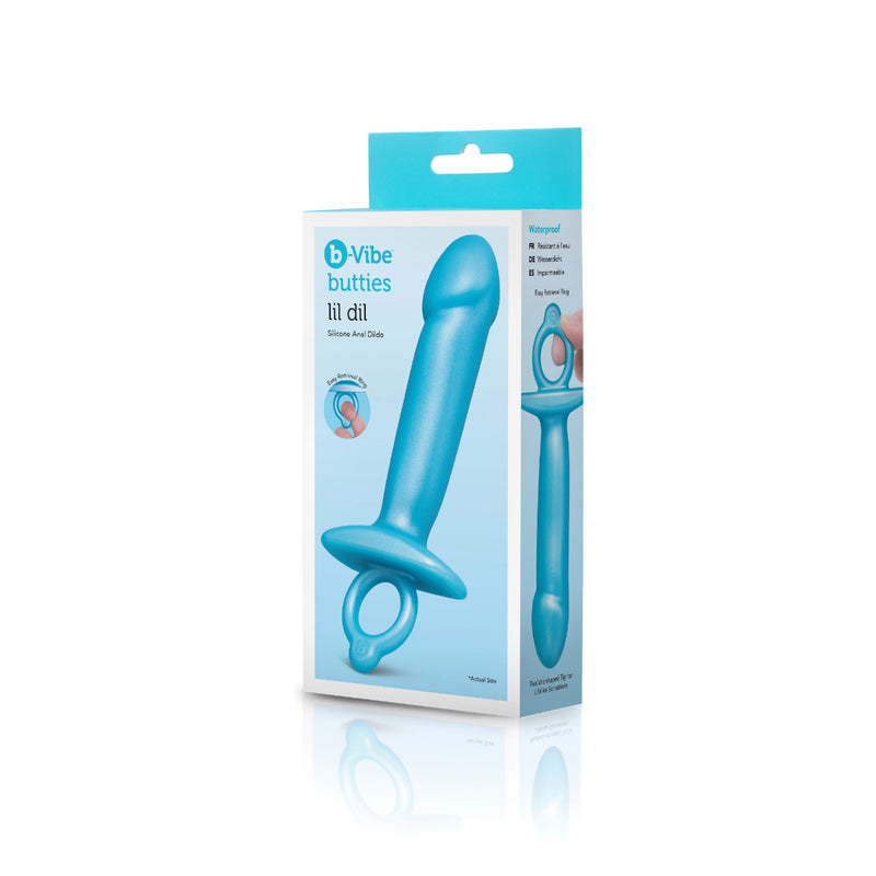 Load image into Gallery viewer, b-Vibe Butties Lil Dil Silicone Anal Dildo Blue
