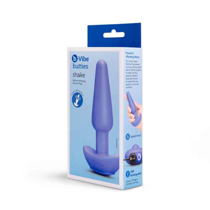 Load image into Gallery viewer, b-Vibe Butties Shake Slimline Vibrating Silicone Butt Plug Purple
