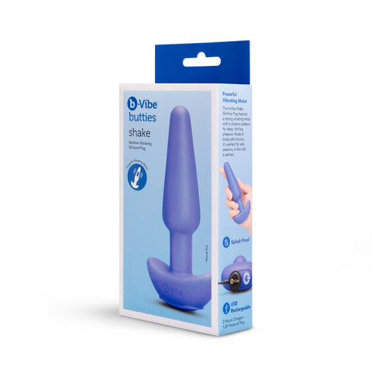 b-Vibe Butties Shake Slimline Vibrating Silicone Butt Plug Purple