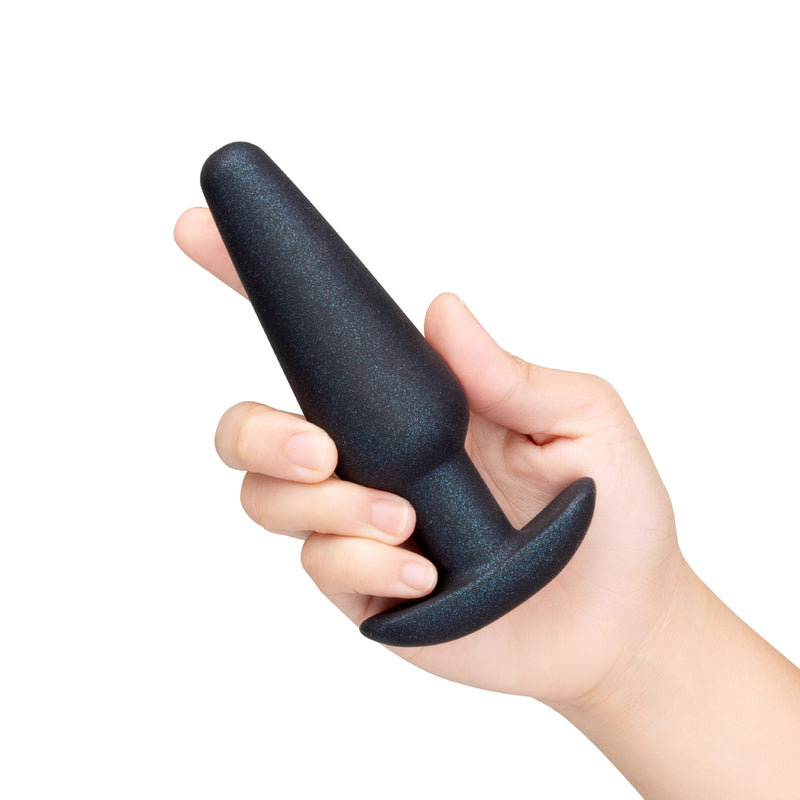 Load image into Gallery viewer, b-Vibe Hefty Weighted Sparkly Silicone Butt Plug Black
