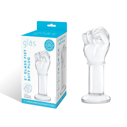 Glas Fist Glass Butt Plug Clear 5 Inch