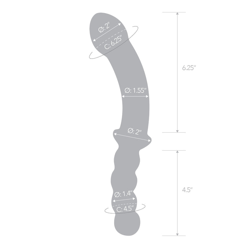 Load image into Gallery viewer, Glas Girthy Double Sided Glass Dong With Anal Bead Grip Handle Clear 12.5 Inch
