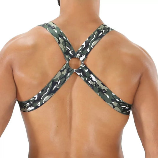 TOF Paris Fetish Elastic Chest Harness Khaki Camouflage