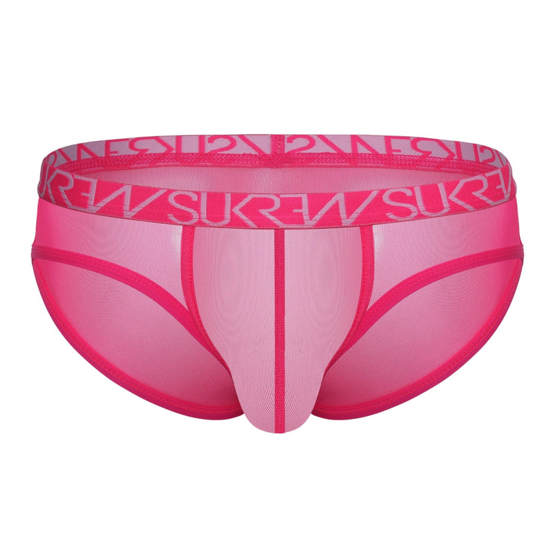 Load image into Gallery viewer, Sukrew Sheer Low Rise Brief Electric Pink
