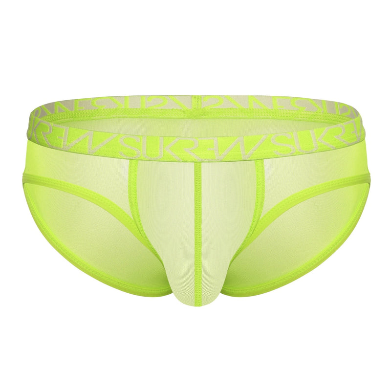 Load image into Gallery viewer, Sukrew Sheer Low Rise Brief Acid Yellow
