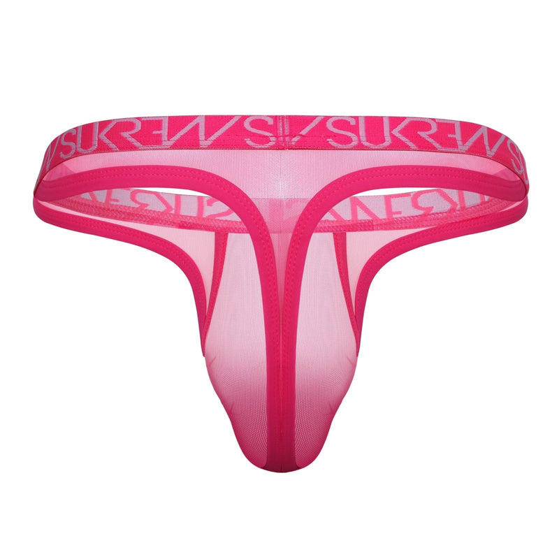 Load image into Gallery viewer, Sukrew Sheer Low Rise Thong Electric Pink
