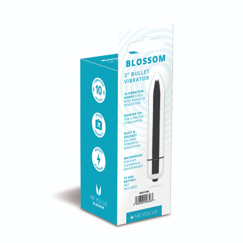 Load image into Gallery viewer, Me You Us Blossom 10 Mode Bullet Vibrator Silver
