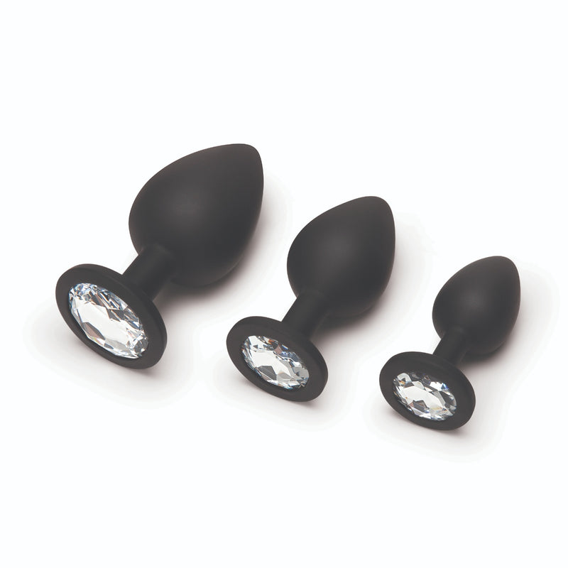 Load image into Gallery viewer, Me You Us Trio Of Jewels Jewelled Butt Plug Set Black
