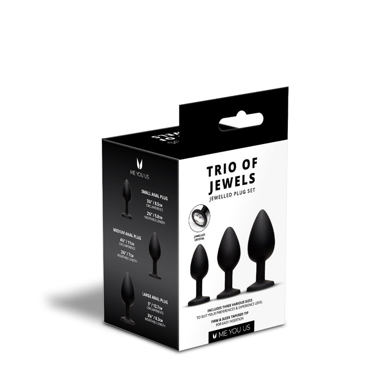 Load image into Gallery viewer, Me You Us Trio Of Jewels Jewelled Butt Plug Set Black
