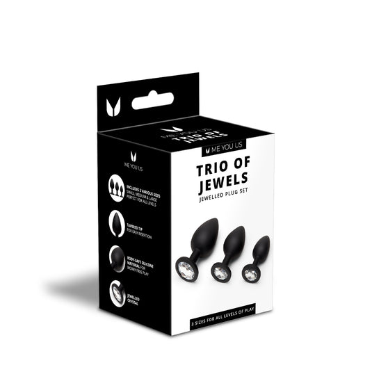 Me You Us Trio Of Jewels Jewelled Butt Plug Set Black