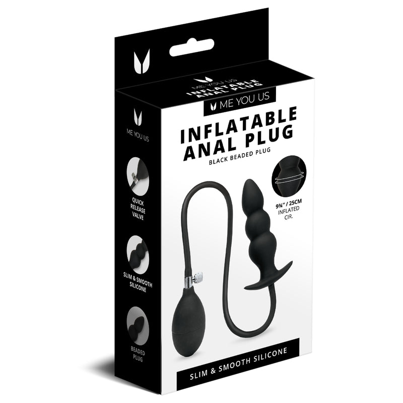 Load image into Gallery viewer, Me You Us Inflatable Anal Beaded Butt Plug Black
