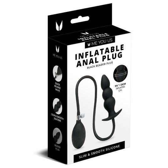 Me You Us Inflatable Anal Beaded Butt Plug Black