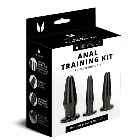Me You Us 3 Piece Anal Training Butt Plug Kit Black