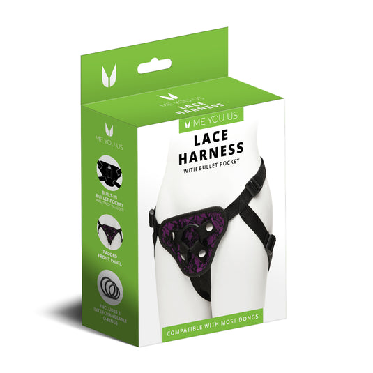 Me You Us Lace Adjustable Harness With Bullet Pocket Purple