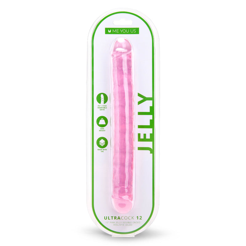 Load image into Gallery viewer, Me You Us Ultra Cock Jelly Double Ended Dildo Pink 12 Inch
