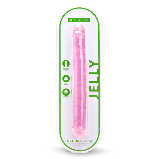 Me You Us Ultra Cock Jelly Double Ended Dildo Pink 12 Inch