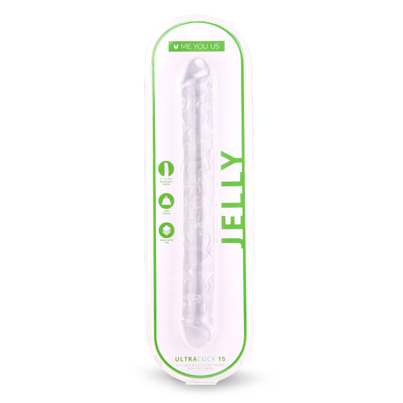 Load image into Gallery viewer, Me You Us Ultra Cock Jelly Double Ended Dildo Clear 15 Inch
