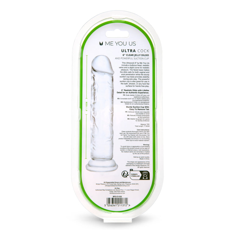 Load image into Gallery viewer, Me You Us Ultra Cock Jelly Dong Clear 6 Inch
