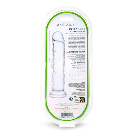 Me You Us Ultra Cock Jelly Dong Clear 6 Inch