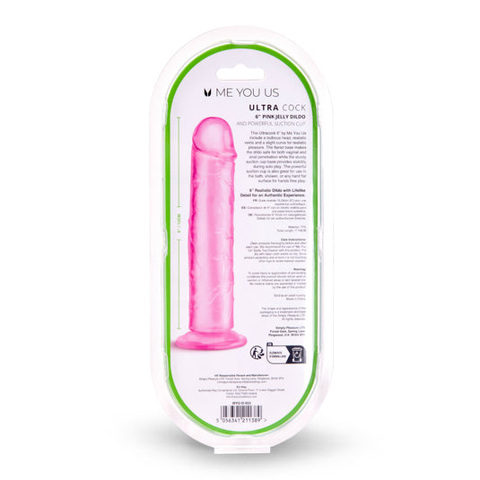 Me You Us Ultra Cock Jelly Dong Pink 6 Inch