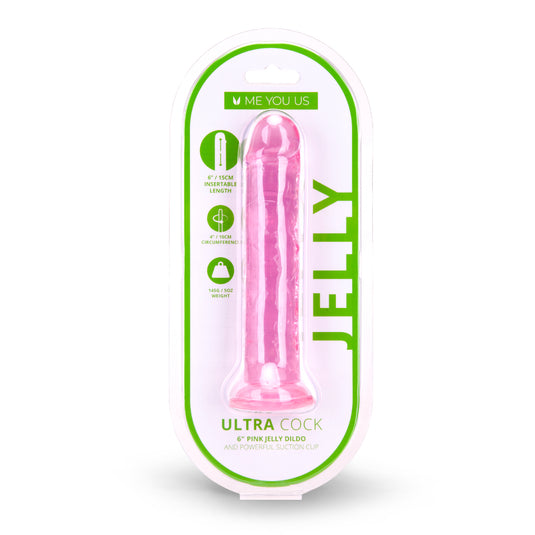 Me You Us Ultra Cock Jelly Dong Pink 6 Inch