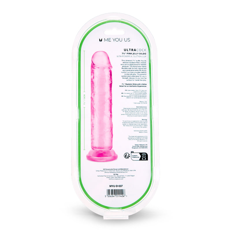 Load image into Gallery viewer, Me You Us Ultra Cock Jelly Dong Pink 7.5 Inch
