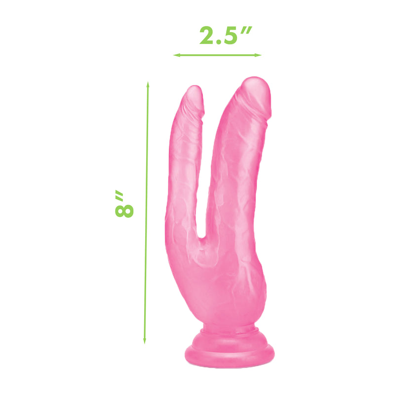 Load image into Gallery viewer, Me You Us Ultra Cock Jelly Double Penetrator Dildo Pink 8 Inch
