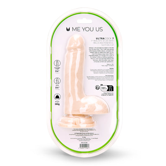 Me You Us Ultra Cock Dual Density Dildo With Balls Pink 7 Inch