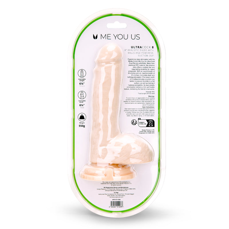 Load image into Gallery viewer, Me You Us Ultra Cock Dual Density Dildo With Balls Pink 8 Inch

