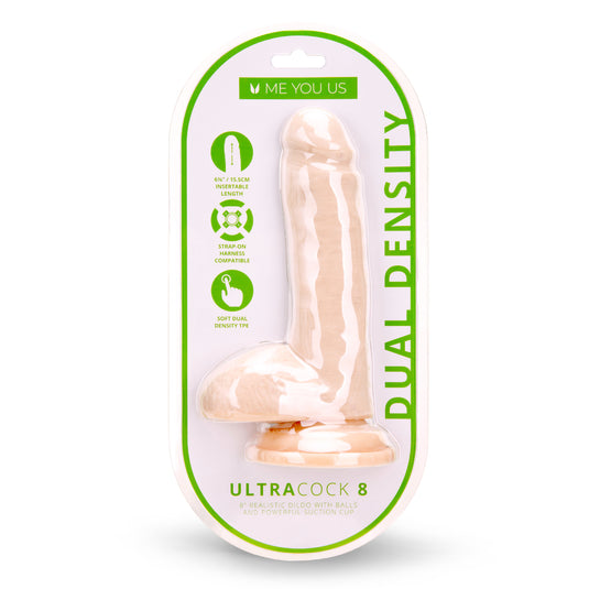 Me You Us Ultra Cock Dual Density Dildo With Balls Pink 8 Inch