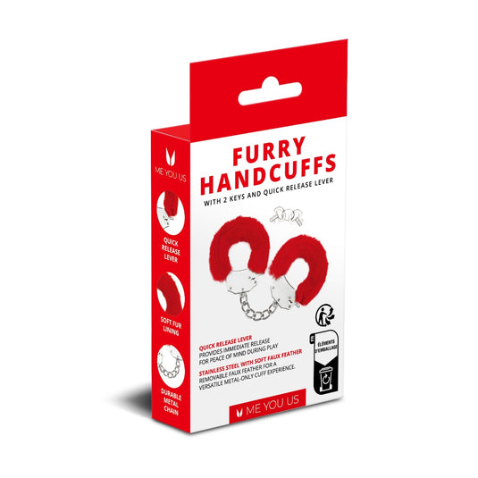 Me You Us Furry Handcuffs Red