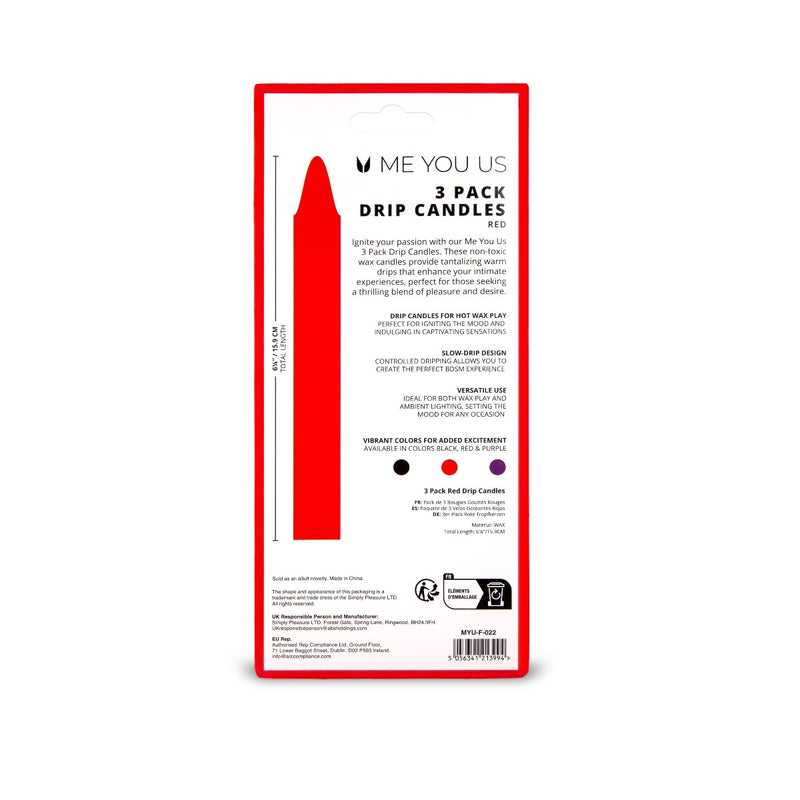 Load image into Gallery viewer, Me You Us Drip Candles 3 Pack Red
