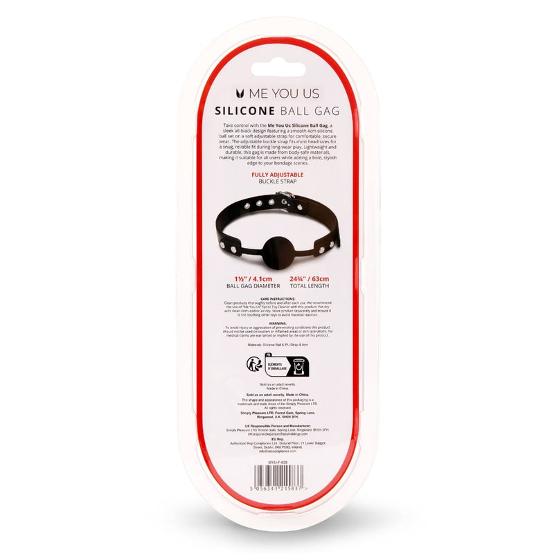 Load image into Gallery viewer, Me You Us Silicone Ball Gag Black
