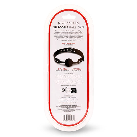 Me You Us Silicone Ball Gag Black
