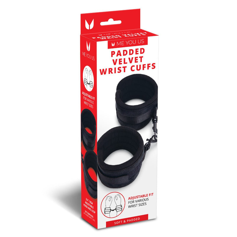 Load image into Gallery viewer, Me You Us Padded Velvet Wrist Cuffs Black
