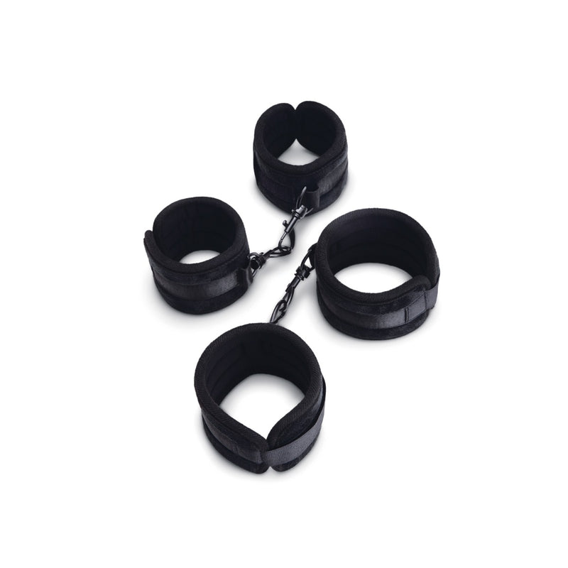 Load image into Gallery viewer, Me You Us Padded Velvet Wrist &amp; Ankle Cuff Set Black
