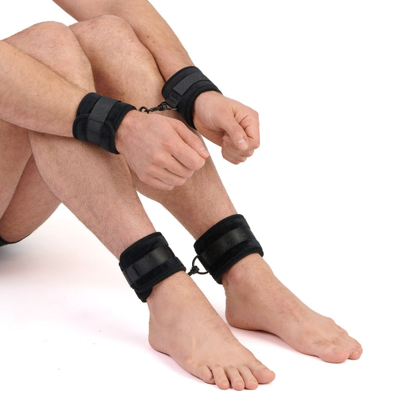 Load image into Gallery viewer, Me You Us Padded Velvet Wrist &amp; Ankle Cuff Set Black
