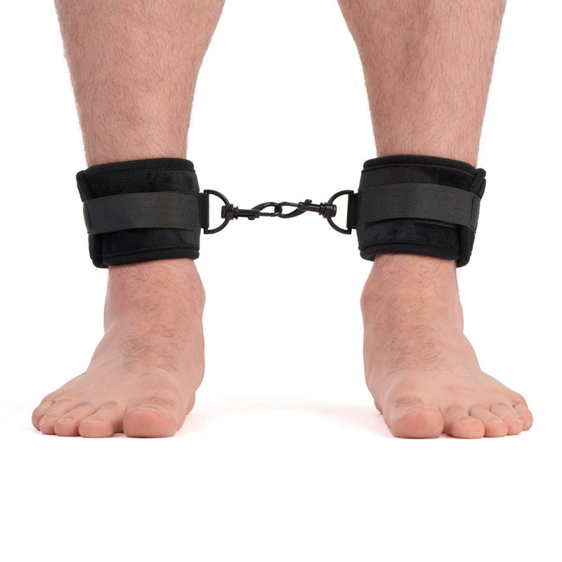 Load image into Gallery viewer, Me You Us Padded Velvet Wrist &amp; Ankle Cuff Set Black

