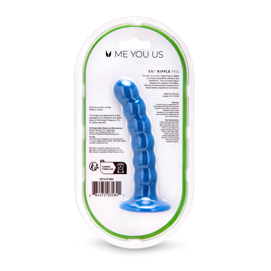 Me You Us Ripple G-Spot Dildo Blue 5.5 Inch