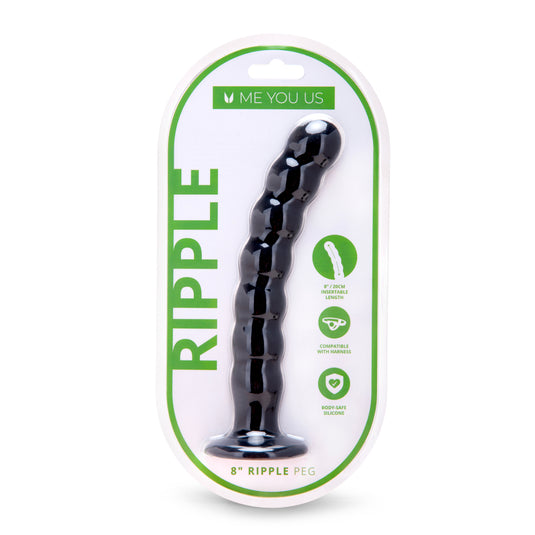 Me You Us Ripple G-Spot Dildo Black 8 Inch