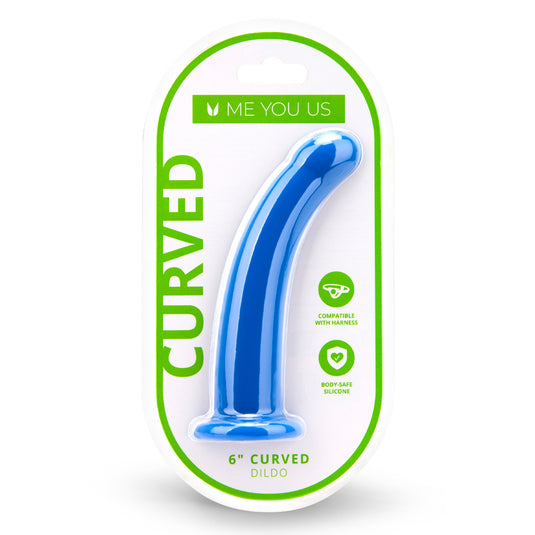 Me You Us Curved Dildo Blue 6 Inch
