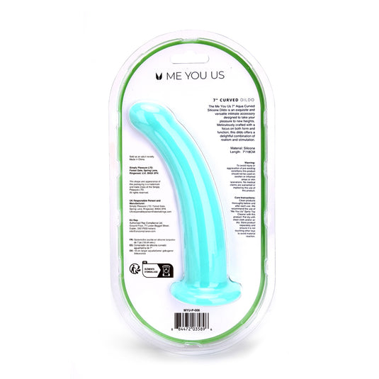 Me You Us Curved Dildo Aqua 7 Inch