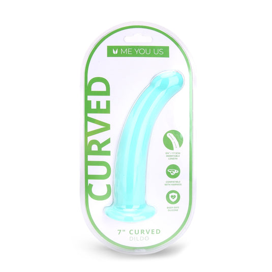 Me You Us Curved Dildo Aqua 7 Inch