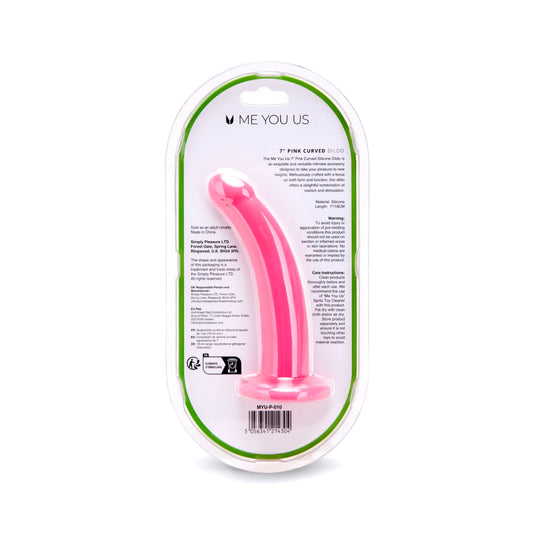 Me You Us Curved Silicone Dildo Pink 7 Inch