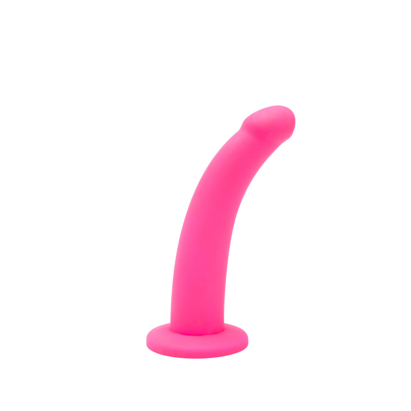 Load image into Gallery viewer, Me You Us Curved Silicone Dildo Pink 7 Inch

