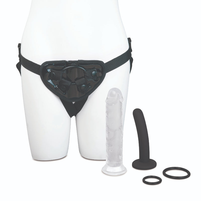 Load image into Gallery viewer, Me You Us Complete Strap On Harness Kit With Dildos Black Clear
