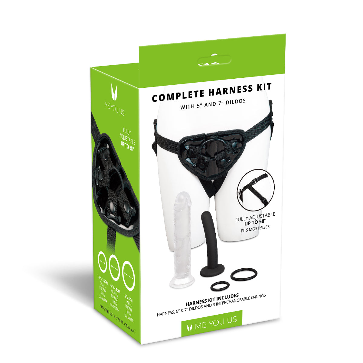 Me You Us Complete Strap On Harness Kit With Dildos Black Clear