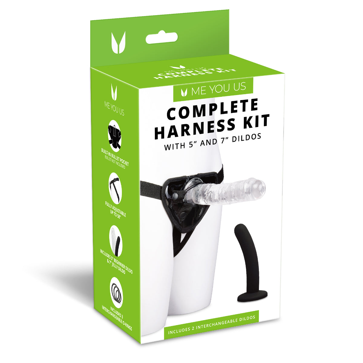 Me You Us Complete Strap On Harness Kit With Dildos Black Clear