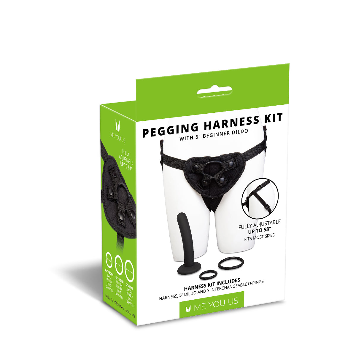 Me You Us Pegging Strap On Harness Kit With Beginner Dildo Black 5 Inch
