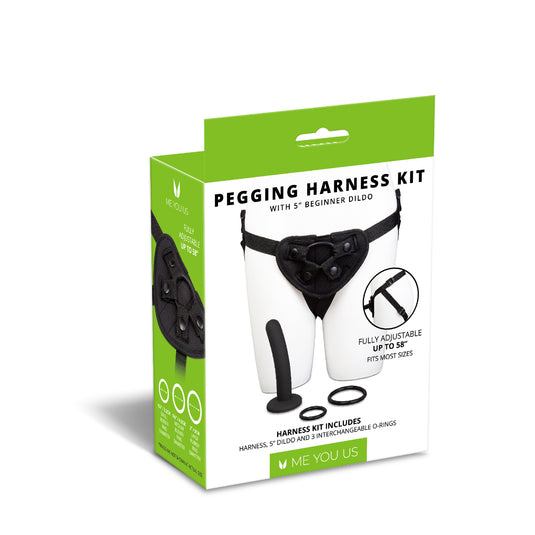 Me You Us Pegging Strap On Harness Kit With Beginner Dildo Black 5 Inch